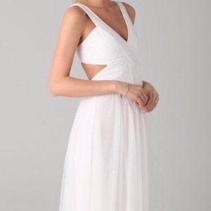 Bcbg White Tulle Open Back Cutout Dress 